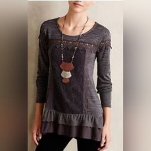Anthropologie Meadow Rue Greylace  Tunic, VGUC, Size M